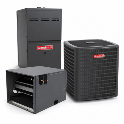 Goodman 2 Ton 15.0 SEER2 80% AFUE 60,000 BTU Gas Furnace and R32 Air Conditioner System - Upflow/Horizontal