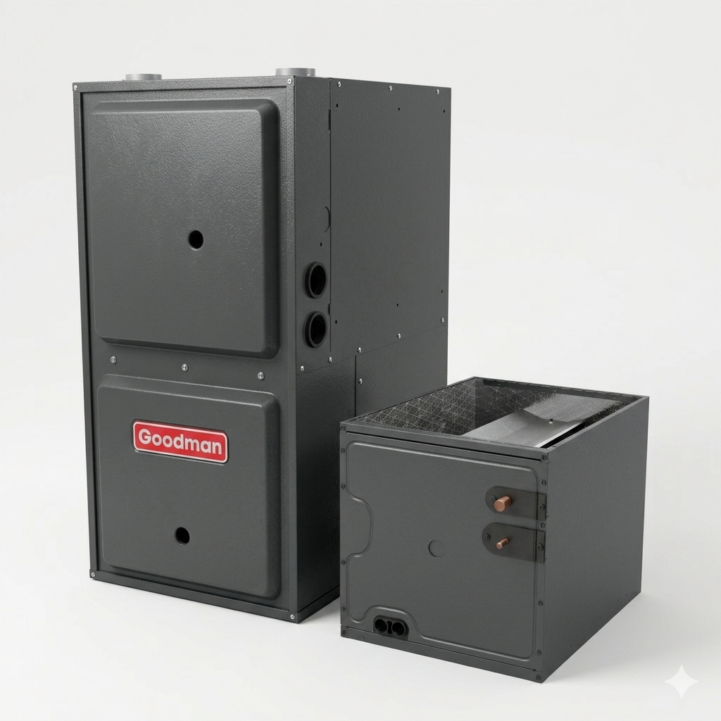 Goodman 2 Ton 96% AFUE Furnace and Coil System - R32 - Downflow/Horizontal