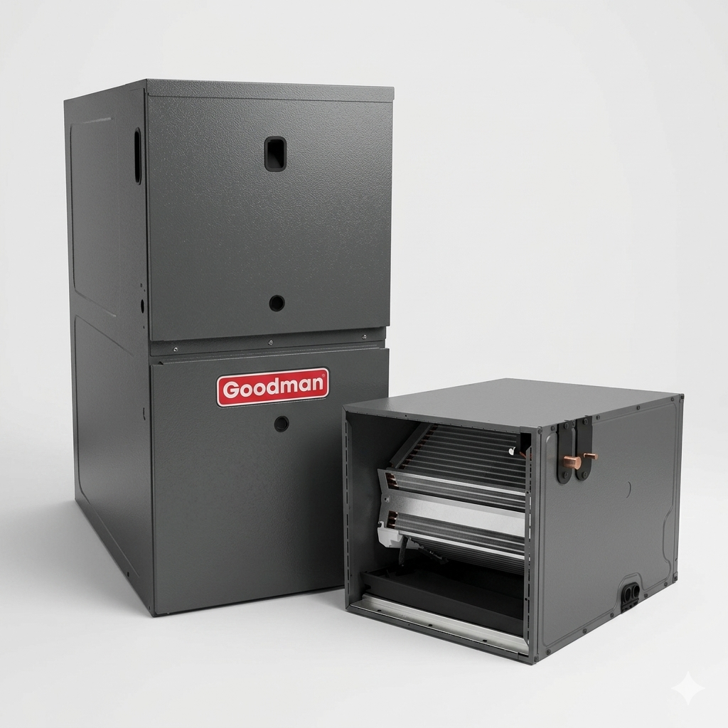 Goodman 2 Ton 80% AFUE Furnace and Coil System - R32 - Downflow/Horizontal