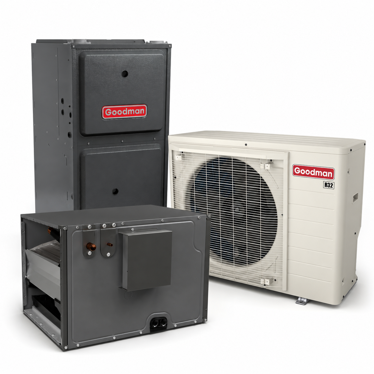 Goodman 2 Ton 19.0 SEER2 96% AFUE 40,000 BTU Gas Furnace and R32 Air Conditioner System - Downflow/Horizontal