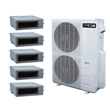 ACIQ 5-Zone Ducted Mini Split AC & Heat Pump 48000 BTU (9K+9K+12K+12K+18K), Slim Duct Units, 230V