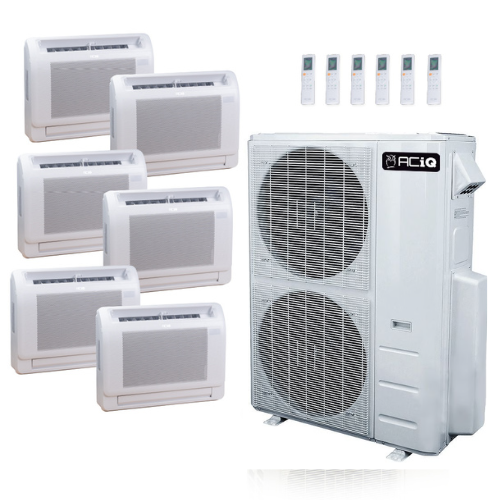 ACIQ 6-Zone Ductless Mini Split AC & Heat Pump 55000 BTU (9K+9K+9K+12K+12K+12K), Floor Console Units, 230V