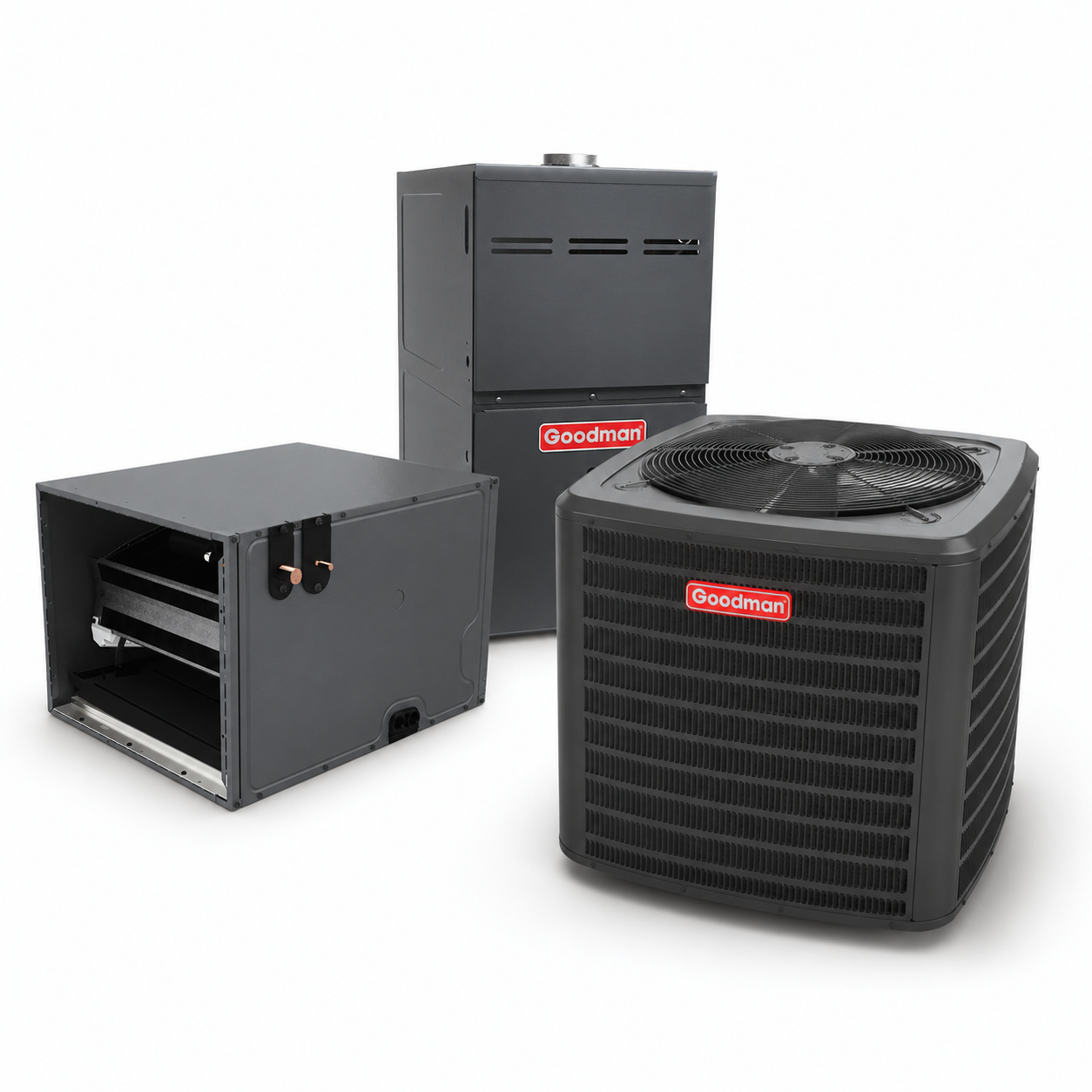 Goodman 2 Ton 14.3 SEER2 80% AFUE 80,000 BTU Gas Furnace and R32 Air Conditioner System - Upflow/Horizontal