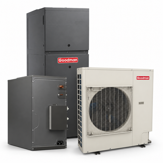 Goodman 3 Ton 19.0 SEER2 80% AFUE 80,000 BTU Furnace and High Efficiency Heat Pump System | Inverter - R32 - Upflow/Horizontal