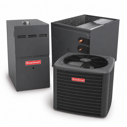 Goodman 2.5 Ton 14.5 SEER2 80% AFUE 60,000 BTU Furnace and High Efficiency Heat Pump System | Inverter - R32 - Upflow/Horizontal