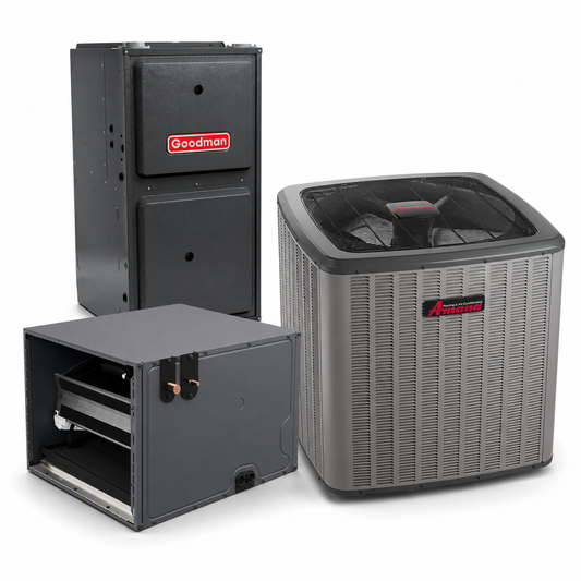 Goodman 3 Ton 16.7 SEER2 97% AFUE 80,000 BTU Furnace and High Efficiency Heat Pump System | Inverter - R32 - Downflow/Horizontal