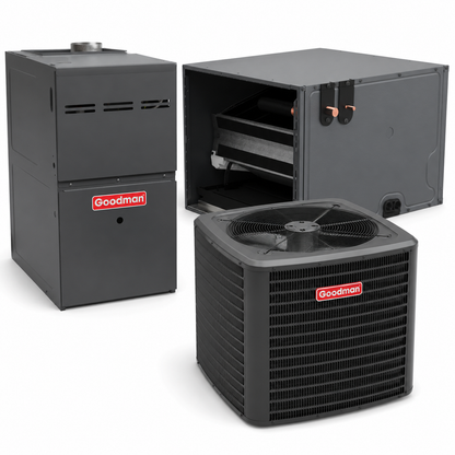 Goodman 2 Ton 14.5 SEER2 80% AFUE 60,000 BTU Furnace and High Efficiency Heat Pump System | Inverter - R32 - Upflow/Horizontal