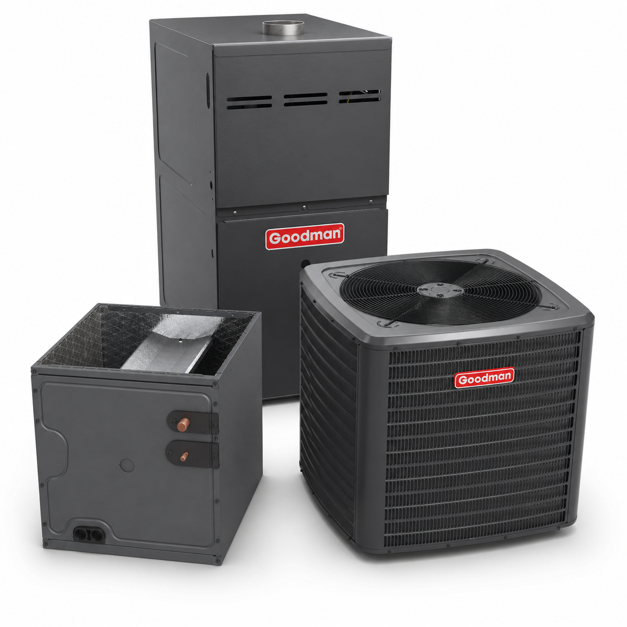 Goodman 3 Ton 14.3 SEER2 80% AFUE 80,000 BTU Gas Furnace and R32 Air Conditioner System - Upflow/Horizontal