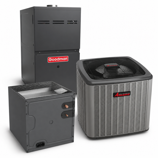 Goodman 2 Ton 17.2 SEER2 80% AFUE 60,000 BTU Furnace and High Efficiency Heat Pump System | Inverter - R32 - Upflow/Horizontal