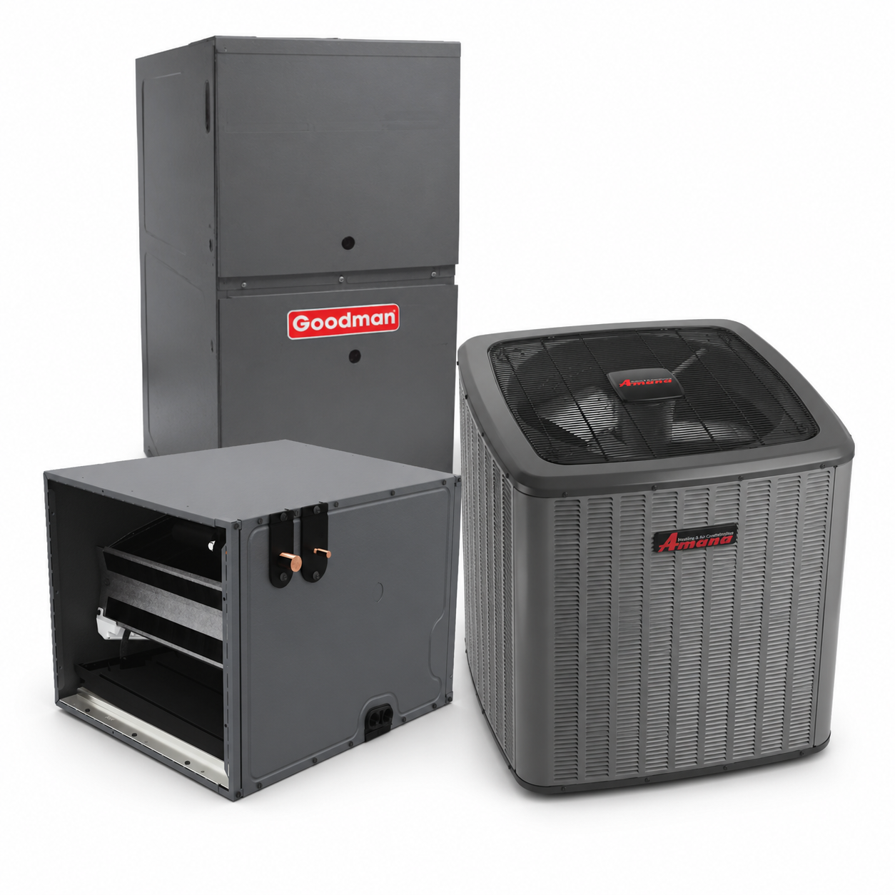 Goodman 2 Ton 17.2 SEER2 80% AFUE 80,000 BTU Furnace and High Efficiency Heat Pump System | Inverter - R32 - Downflow/Horizontal