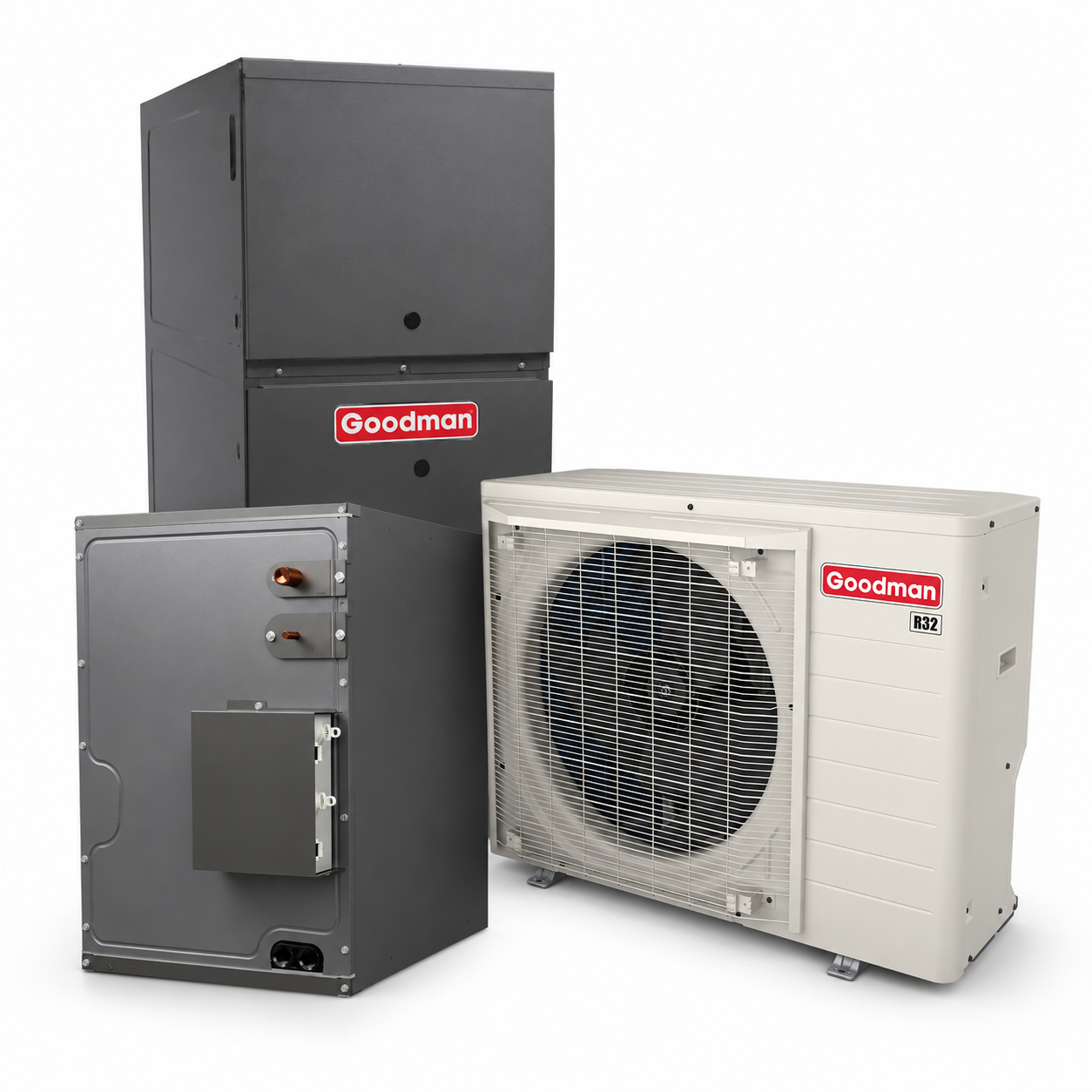 Goodman 2 Ton 19.0 SEER2 80% AFUE 100,000 BTU Gas Furnace and R32 Air Conditioner System - Upflow/Horizontal