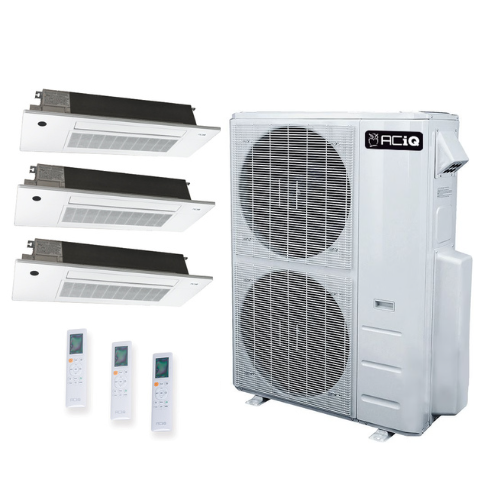 ACIQ 3-Zone Ductless Mini Split AC & Heat Pump 55000 BTU (12K+18K+18K), One Way Ceiling Cassette Units, 230V