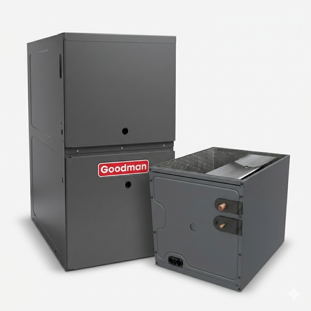 Goodman 3 Ton 80% AFUE Furnace and Coil System - R32 - Upflow/Horizontal