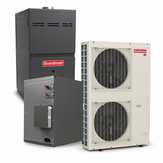 Goodman 5 Ton 17.0 SEER2 80% AFUE 80,000 BTU Furnace and High Efficiency Heat Pump System | Inverter - R32 - Upflow/Horizontal
