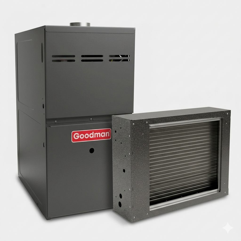 Goodman 2.5 Ton 80% AFUE Furnace and Coil System - R32 - Upflow/Horizontal
