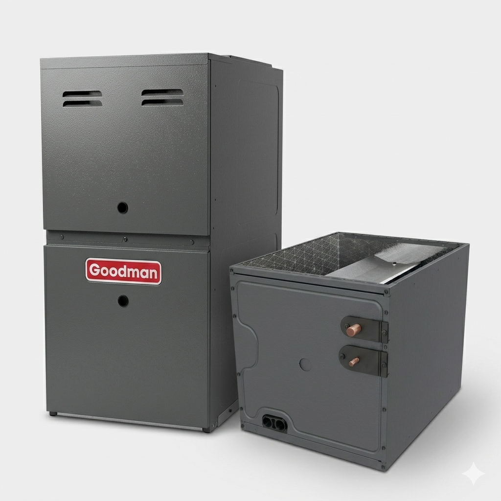 Goodman 2 Ton 80% AFUE Furnace and Coil System - R32 - Upflow/Horizontal
