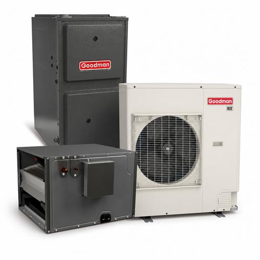 Goodman 4 Ton 16.5 SEER2 96% AFUE 80,000 BTU Gas Furnace and R32 Air Conditioner System - Upflow/Horizontal