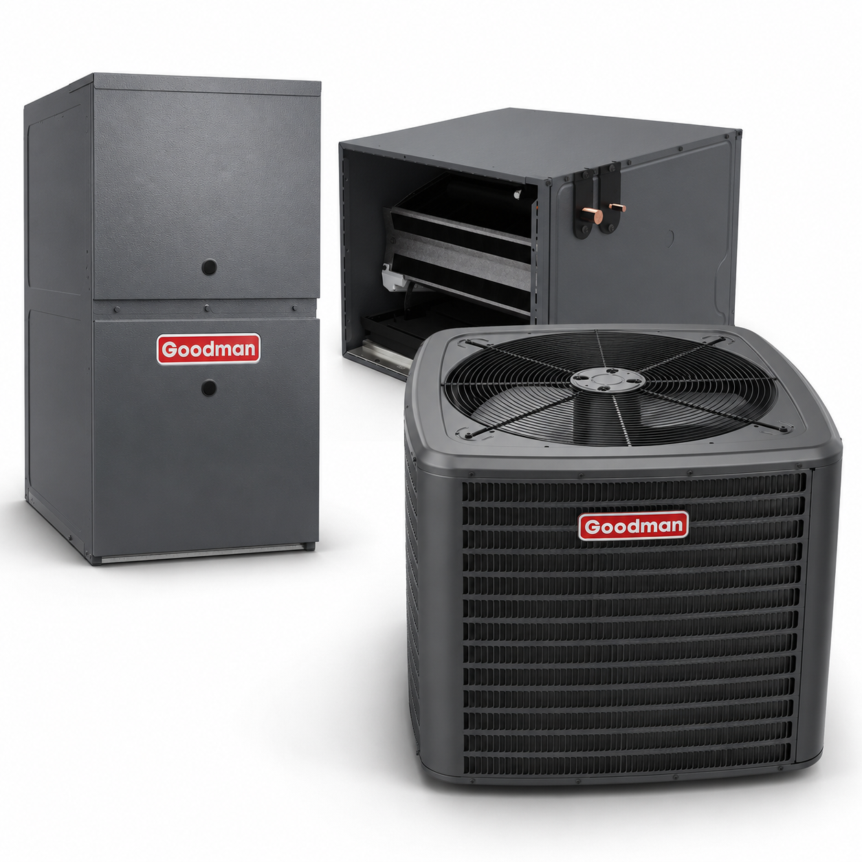 Goodman 2 Ton 14.5 SEER2 80% AFUE 60,000 BTU Furnace and High Efficiency Heat Pump System | Inverter - R32 - Upflow/Horizontal