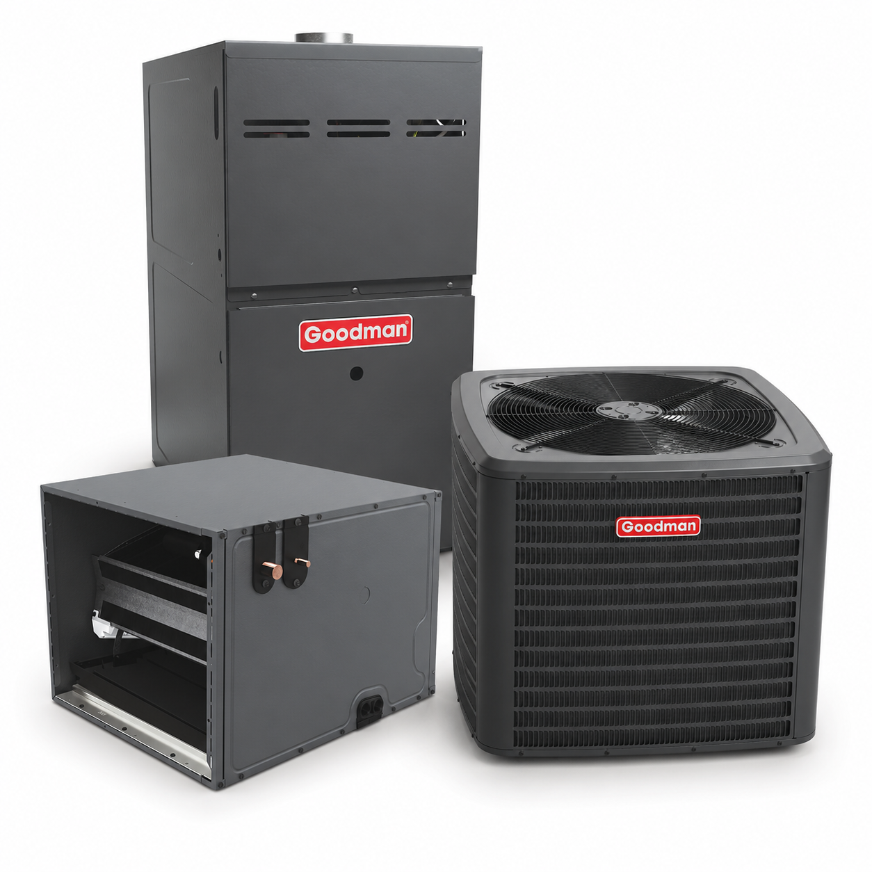 Goodman 2 Ton 14.3 SEER2 80% AFUE 60,000 BTU Gas Furnace and R32 Air Conditioner System - Upflow/Horizontal