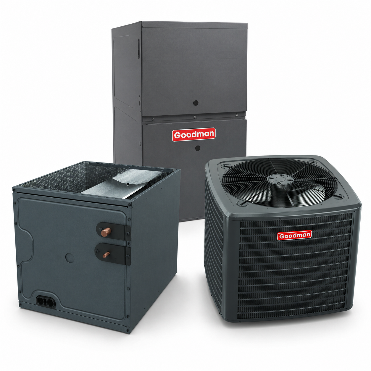 Goodman 3 Ton 14.3 SEER2 80% AFUE 80,000 BTU Gas Furnace and R32 Air Conditioner System - Upflow/Horizontal