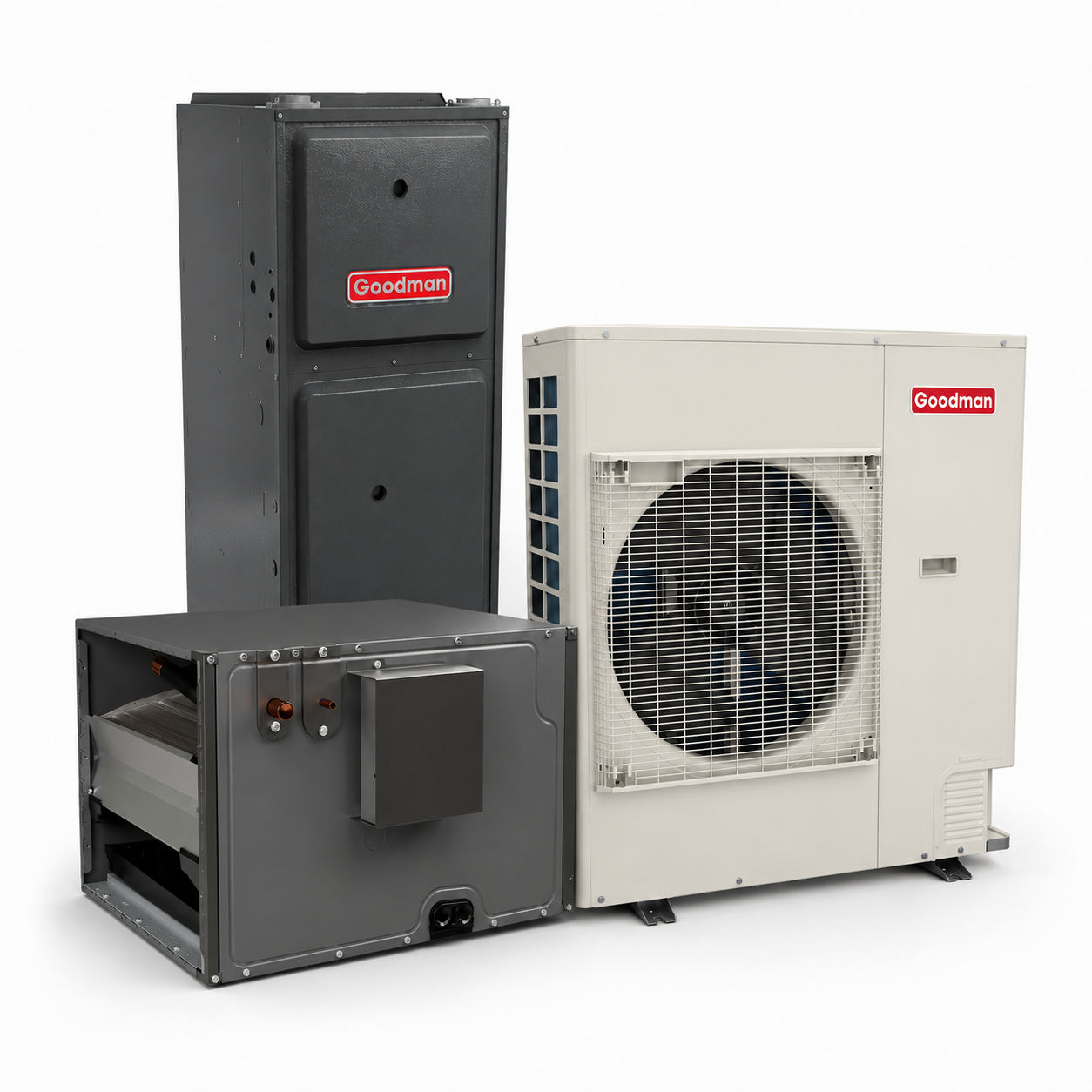 Goodman 4 Ton 17.5 SEER2 96% AFUE 100,000 BTU Furnace and High Efficiency Heat Pump System | Inverter - R32 - Downflow/Horizontal