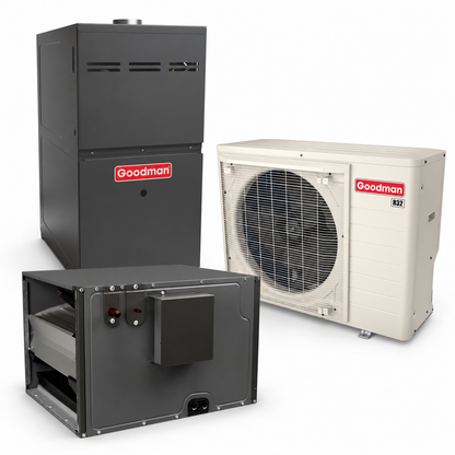 Goodman 2 Ton 19.0 SEER2 80% AFUE 60,000 BTU Gas Furnace and R32 Air Conditioner System - Upflow/Horizontal