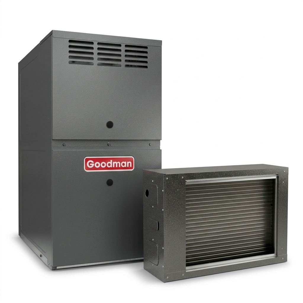 Goodman 2 Ton 80% AFUE Furnace and Coil System - R32 - Upflow/Horizontal