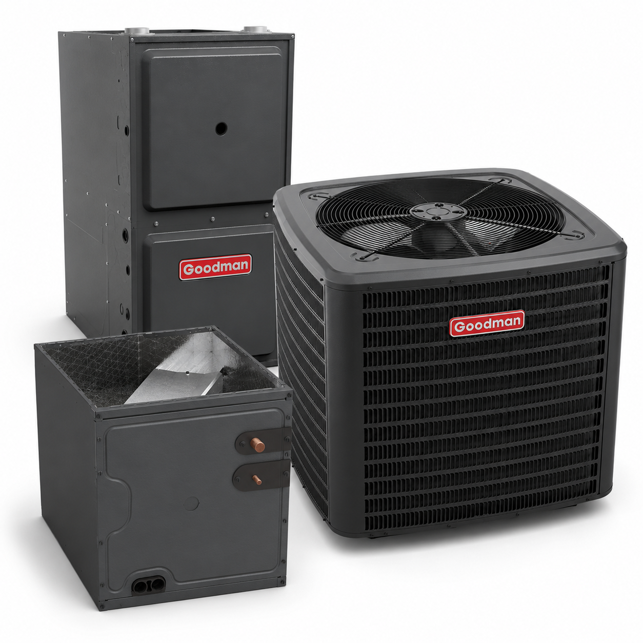 Goodman 2 Ton 14.3 SEER2 96% AFUE 60,000 BTU Furnace and High Efficiency Heat Pump System | Inverter - R32 - Downflow/Horizontal