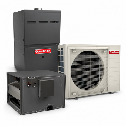 Goodman 2 Ton 19.0 SEER2 80% AFUE 60,000 BTU Furnace and High Efficiency Heat Pump System | Inverter - R32 - Upflow/Horizontal