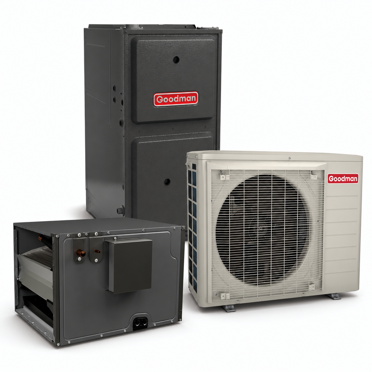 Goodman 2 Ton 18.0 SEER2 96% AFUE 60,000 BTU Furnace and High Efficiency Heat Pump System | Inverter - R32 - Upflow/Horizontal