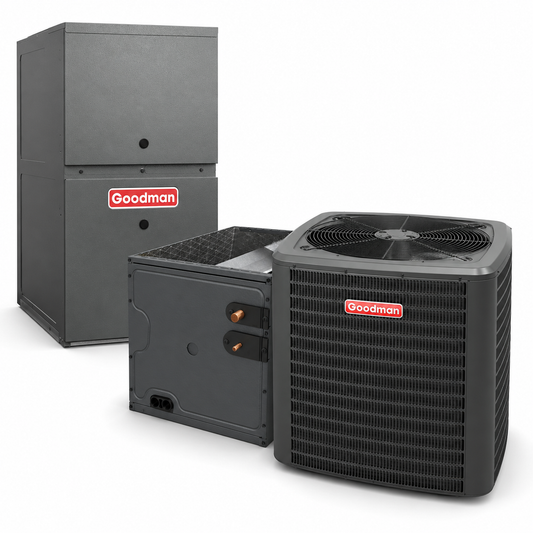 Goodman 3.5 Ton 15.0 SEER2 80% AFUE 100,000 BTU Furnace and High Efficiency Heat Pump System | Inverter - R32 - Upflow/Horizontal