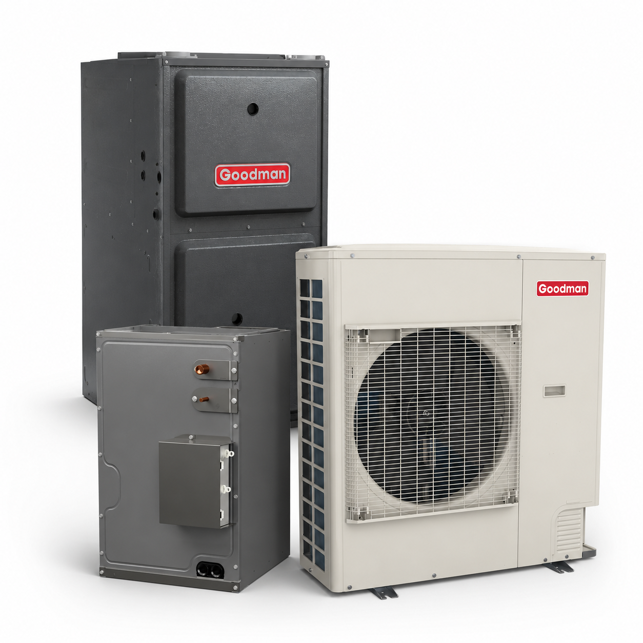 Goodman 4 Ton 17.5 SEER2 96% AFUE 80,000 BTU Furnace and High Efficiency Heat Pump System | Inverter - R32 - Downflow/Horizontal