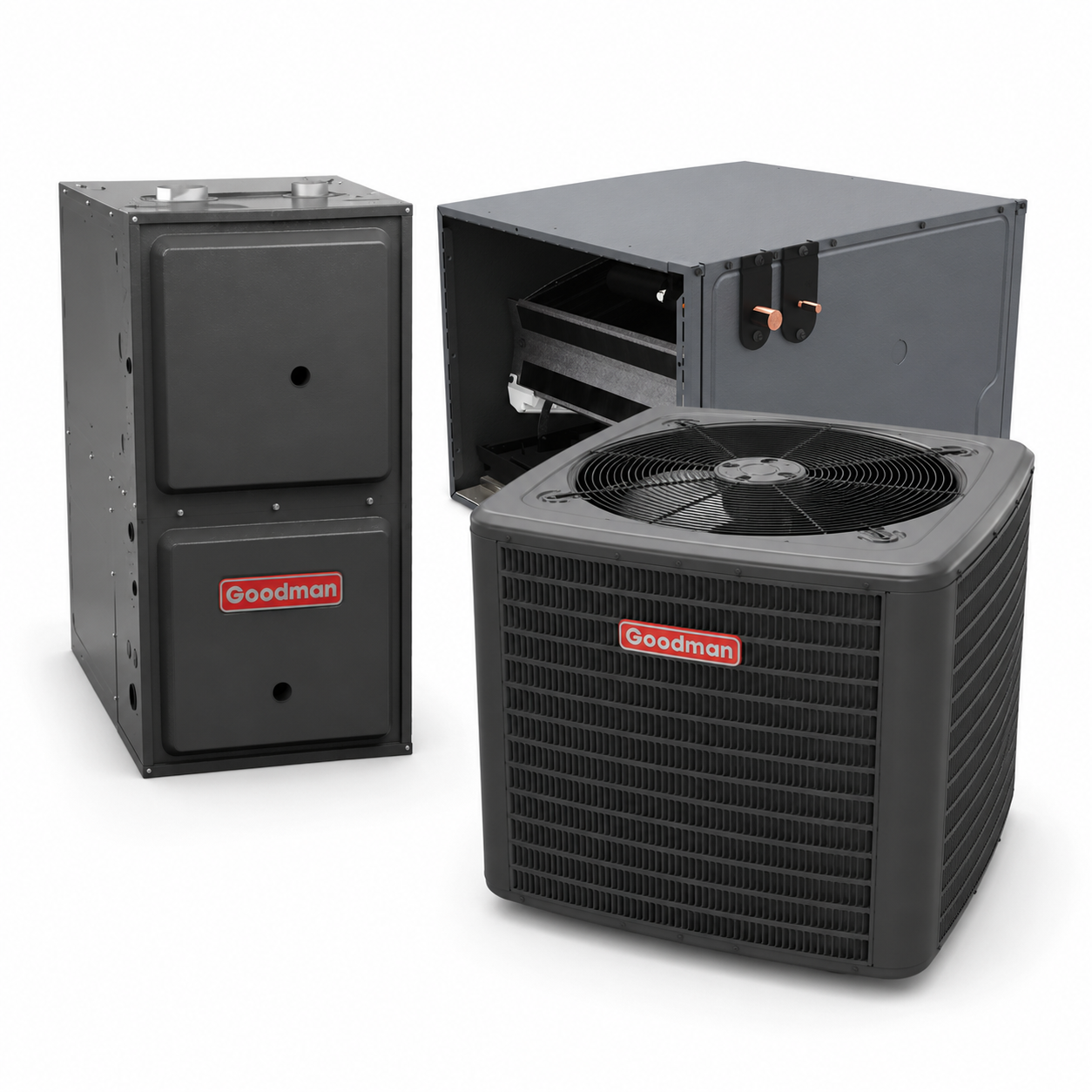 Goodman 2 Ton 14.3 SEER2 96% AFUE 40,000 BTU Furnace and High Efficiency Heat Pump System | Inverter - R32 - Downflow/Horizontal