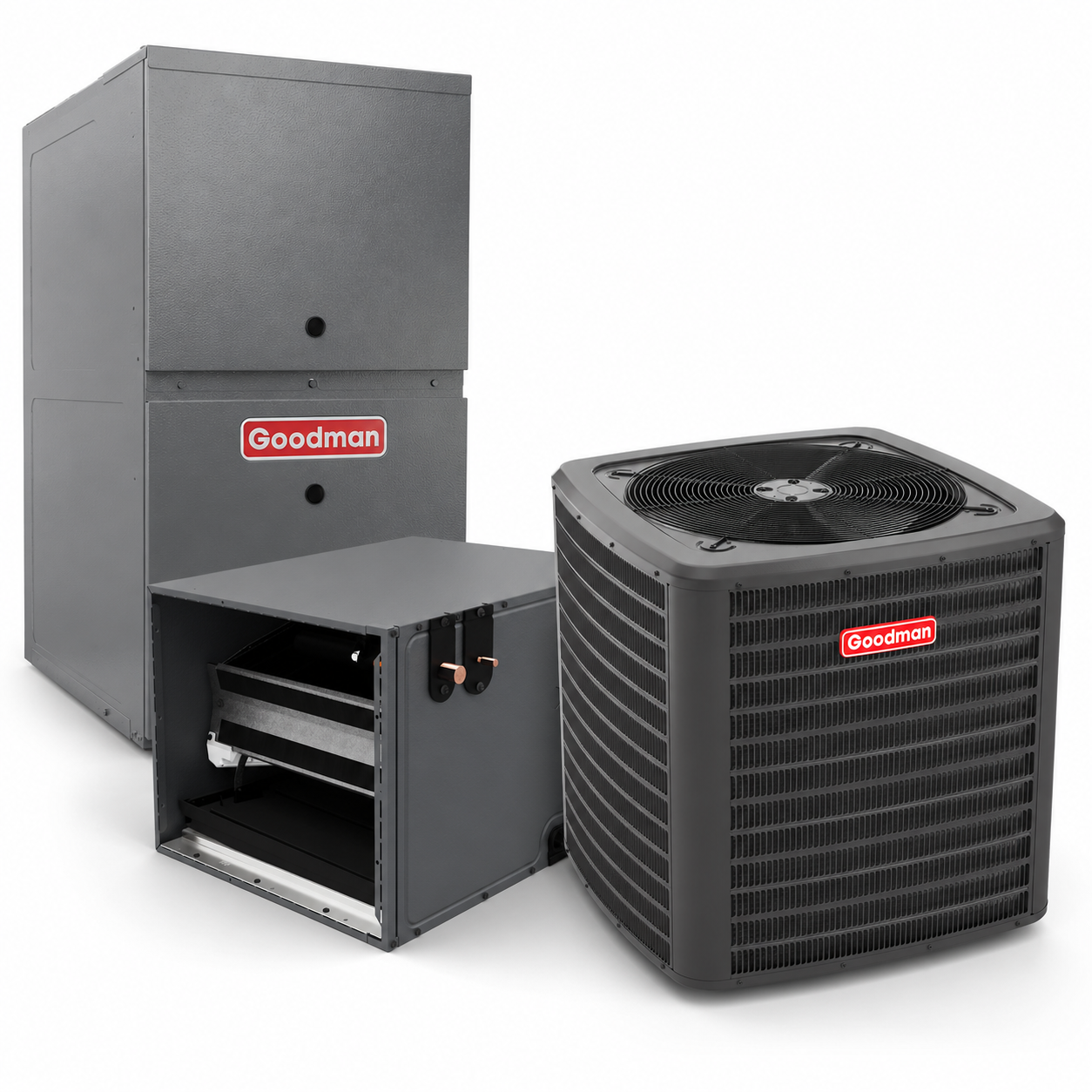 Goodman 2 Ton 14.3 SEER2 80% AFUE 80,000 BTU Gas Furnace and R32 Air Conditioner System - Upflow/Horizontal