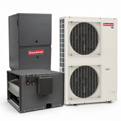 Goodman 5 Ton 16.0 SEER2 80% AFUE 80,000 BTU Furnace and High Efficiency Heat Pump System | Inverter - R32 - Downflow/Horizontal