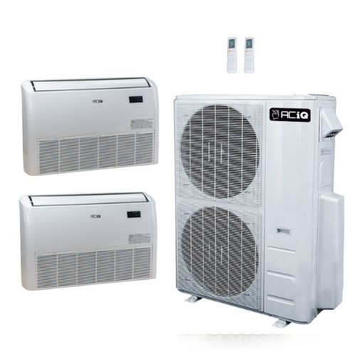 ACIQ 2-Zone Ductless Mini Split AC & Heat Pump 55000 BTU (9K+24K), Floor Console Units, 230V