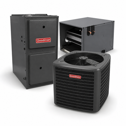 Goodman 2.5 Ton 14.5 SEER2 96% AFUE 80,000 BTU Furnace and High Efficiency Heat Pump System | Inverter - R32 - Upflow/Horizontal