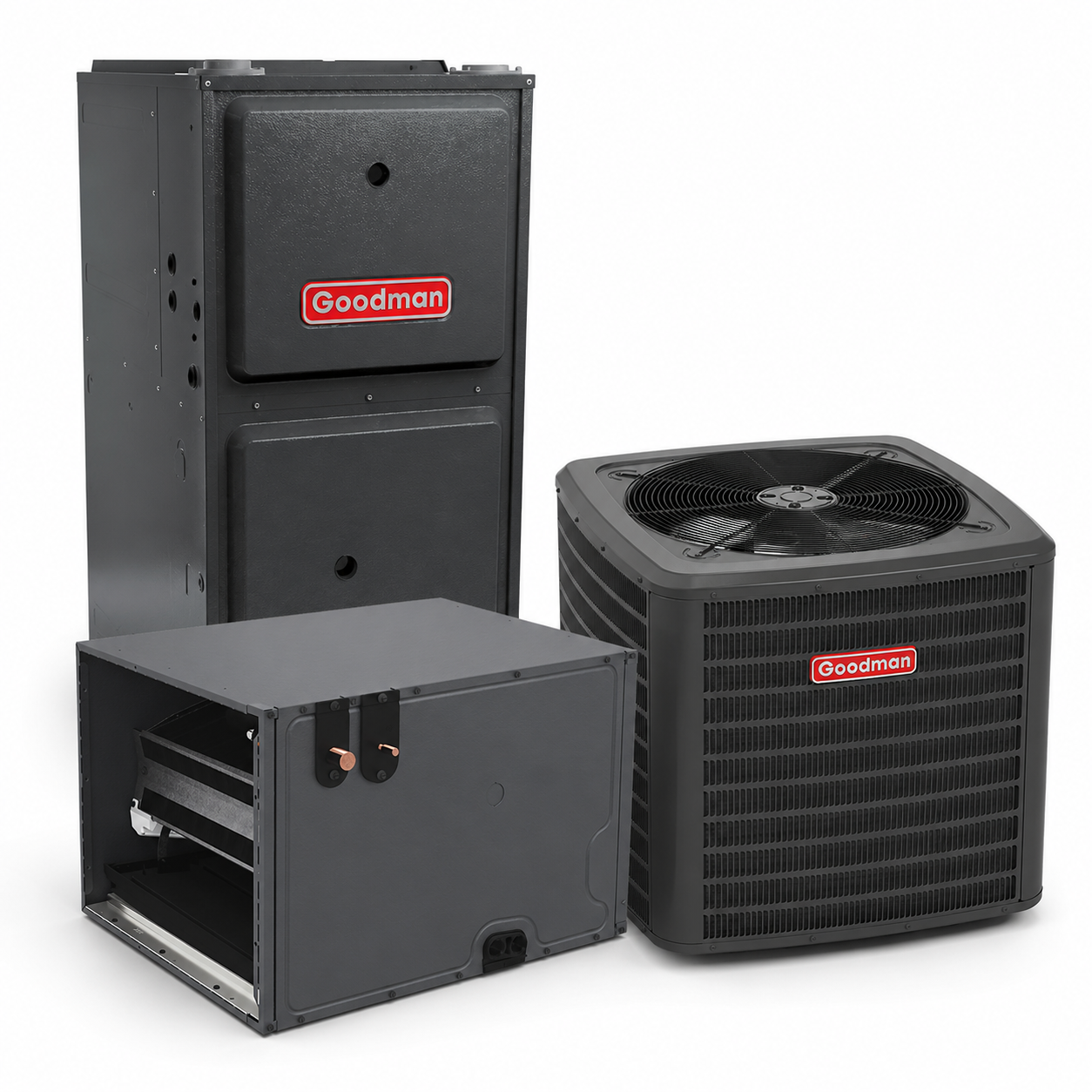 Goodman 2 Ton 14.3 SEER2 96% AFUE 60,000 BTU Gas Furnace and R32 Air Conditioner System - Downflow/Horizontal