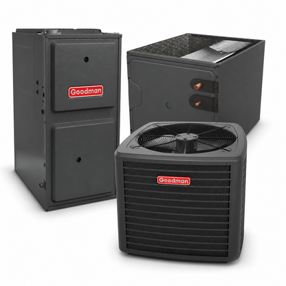 Goodman 2.5 Ton 14.5 SEER2 96% AFUE 80,000 BTU Furnace and High Efficiency Heat Pump System | Inverter - R32 - Upflow/Horizontal