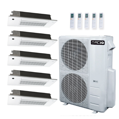 ACIQ 5-Zone Ductless Mini Split AC & Heat Pump 55000 BTU (6K+9K+12K+18K+18K), One Way Ceiling Cassette Units, 230V