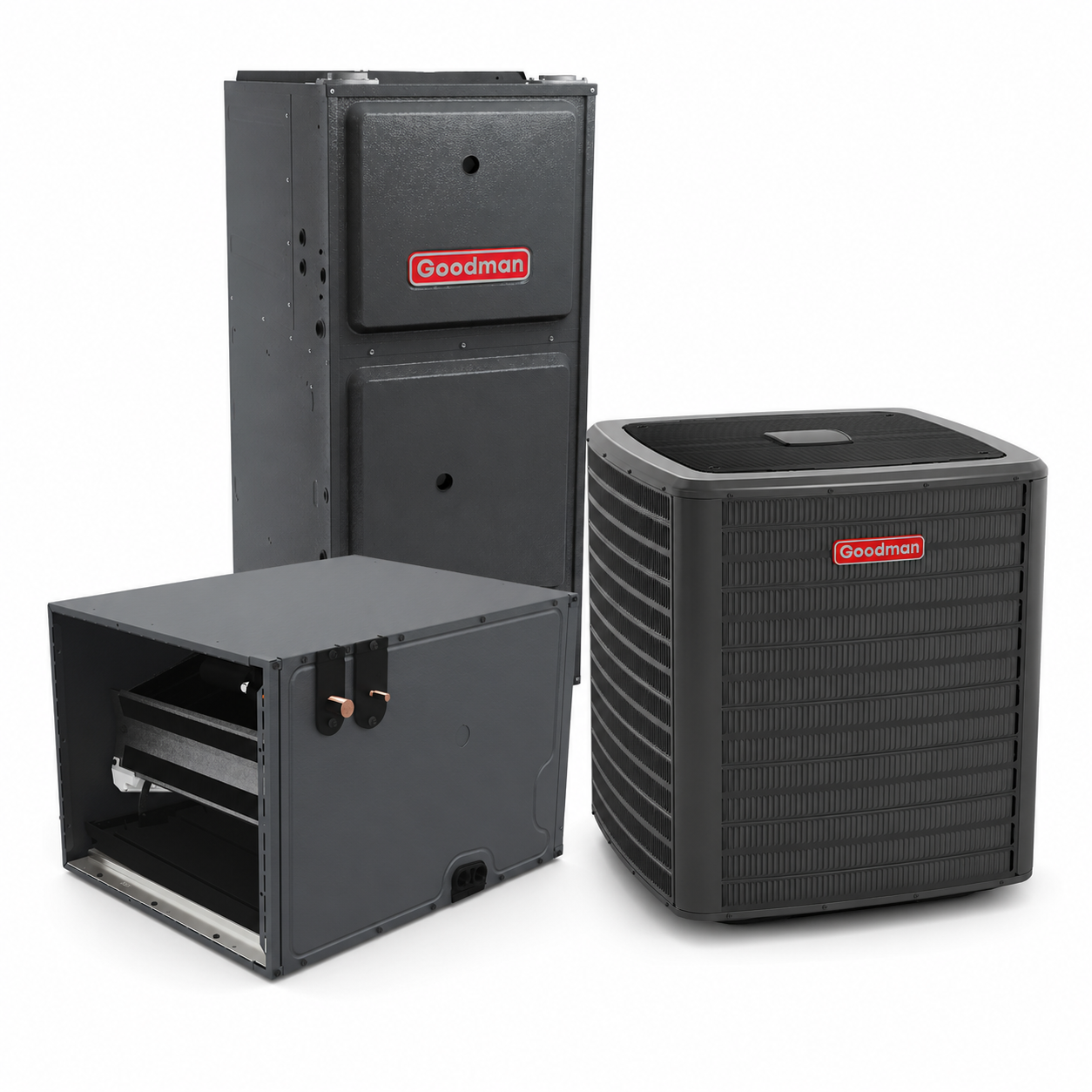 Goodman 2 Ton 15.0 SEER2 96% AFUE 80,000 BTU Gas Furnace and R32 Air Conditioner System - Upflow/Horizontal