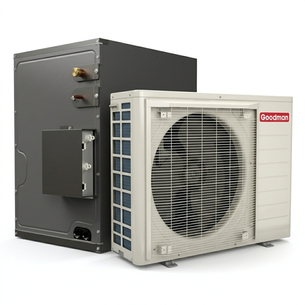 Goodman 2.5 Ton 17.5 SEER2 Central Heat Pump with 23 1/2' inch Upflow/Downflow Cased Coil | Inverter - R32