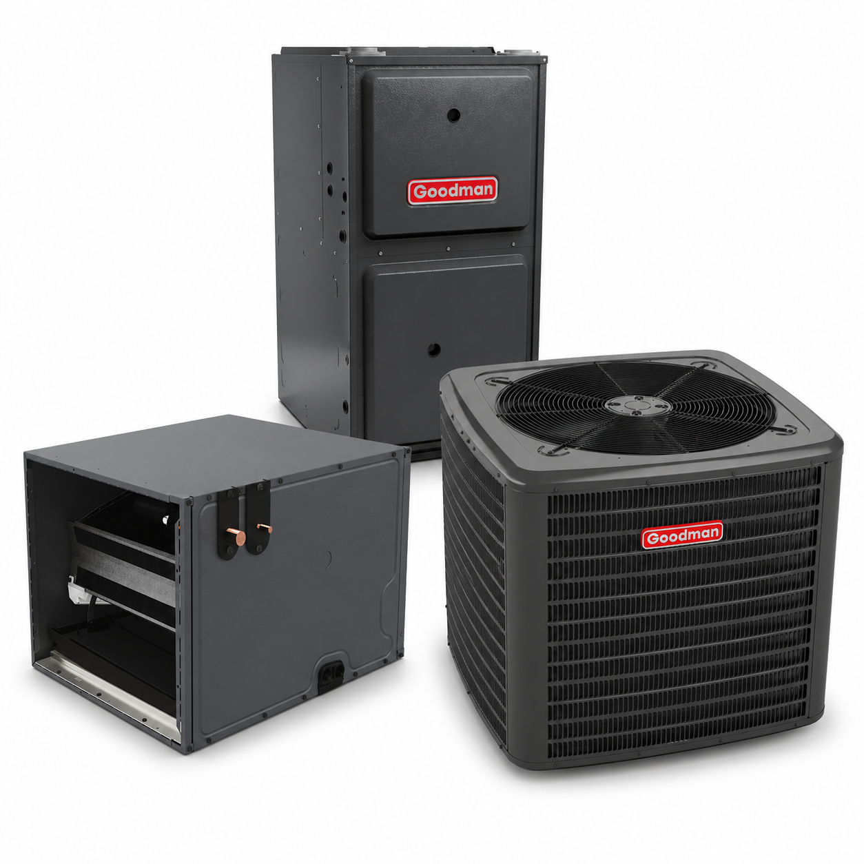 Goodman 2 Ton 14.3 SEER2 97% AFUE 80,000 BTU Gas Furnace and R32 Air Conditioner System - Upflow/Horizontal