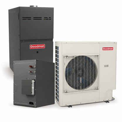 Goodman 4 Ton 17.5 SEER2 80% AFUE 80,000 BTU Furnace and High Efficiency Heat Pump System | Inverter - R32 - Upflow/Horizontal