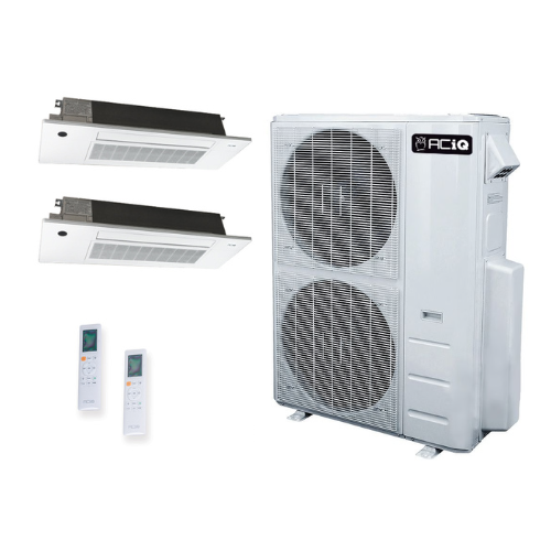 ACIQ 2-Zone Ductless Mini Split AC & Heat Pump 48000 BTU (18K+18K), One Way Ceiling Cassette Units, 230V