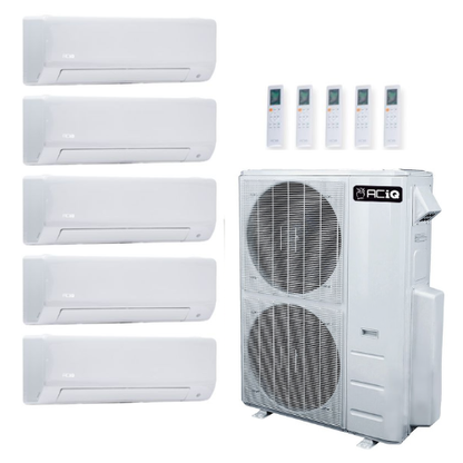 ACIQ 5-Zone Ductless Mini Split AC & Heat Pump 48000 BTU (6K+6K+6K+9K+9K), Wall Mount Units, 230V