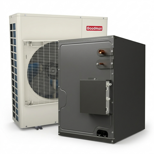 Goodman 3 Ton 19.0 SEER2 Central Heat Pump with 23 1/2' inch Upflow/Downflow Cased Coil | Inverter - R32