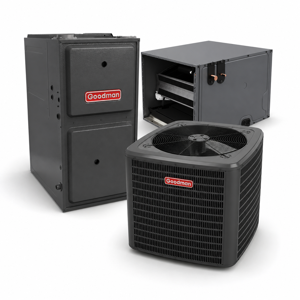 Goodman 1.5 Ton 15.2 SEER2 96% AFUE 60,000 BTU Furnace and High Efficiency Heat Pump System | Inverter - R32 - Upflow/Horizontal