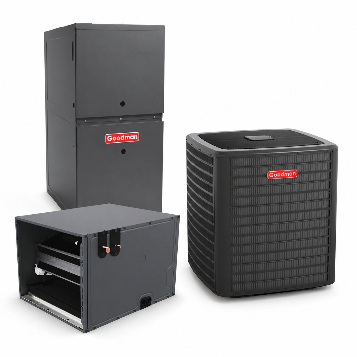 Goodman 2 Ton 15.2 SEER2 80% AFUE 80,000 BTU Gas Furnace and R32 Air Conditioner System - Upflow/Horizontal