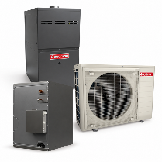 Goodman 2 Ton 19.0 SEER2 80% AFUE 80,000 BTU Furnace and High Efficiency Heat Pump System | Inverter - R32 - Upflow/Horizontal